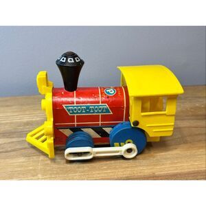Fisher-Price Toot-Toot Engine 643 wooden pull train 1964 Vintage
